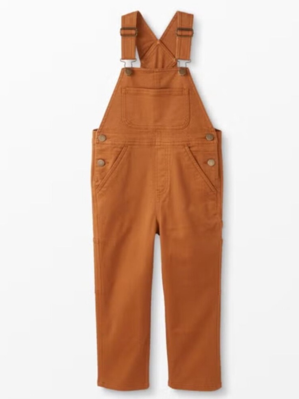 Hanna Andersson Boys Carpenter Twill Overalls Tan Brown Cotton Stretch